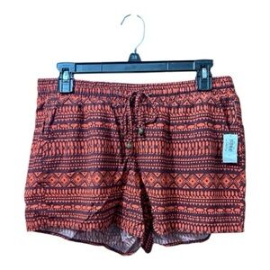 OLD NAVY NWT Soft Short Crimson Red & Orange Tones Size M Aztec Comfy Front Tie
